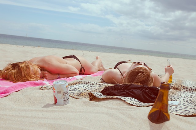 women on the beach