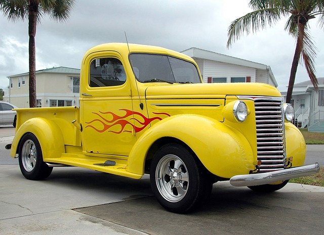 yellow pickup-truck