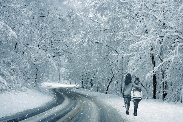 people walking in snow