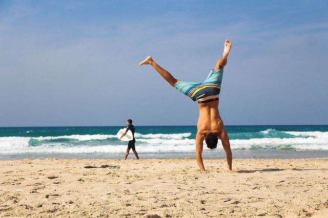 happy man at the beach